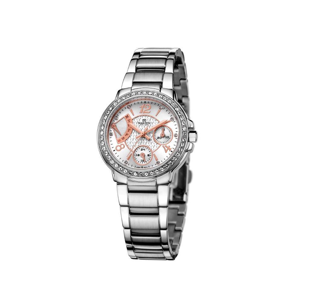 NAKZENファッション女性腕時計ステンレス鋼トップブランド高級建物時計カジュアル時計クリエイティブレディースドレス腕時計