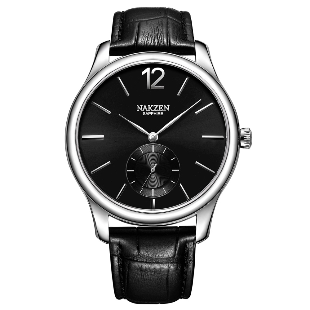 NAKZEN 高級ブランド男性クォーツ時計本革ストラップ男腕時計高品質ビジネス腕時計男性時計