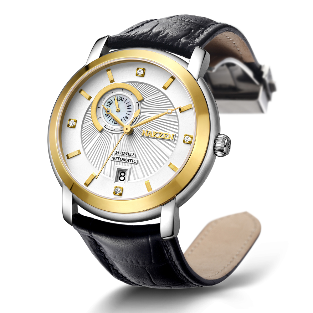 NAKZEN Brand Luxury Waterproof Men Mechanical Watch Military Automatic Leather Sports Watches Retro Male Clock  