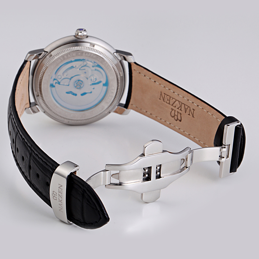 NAKZEN Brand Luxury Waterproof Men Mechanical Watch Military Automatic Leather Sports Watches Retro Male Clock  