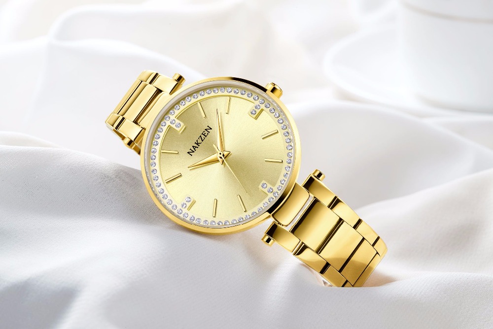 NAKZEN Women Casual Gold Watch Quartz Wristwatches Top Brand Fashion Waterproof Sport Watches Famale Clock  