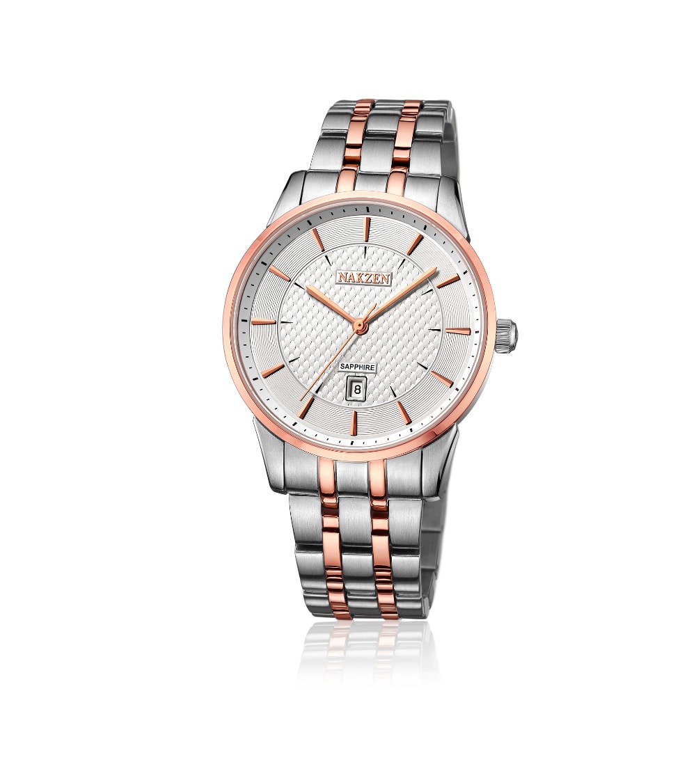 NAKZEN Top Luxury Brand Men's Watches Waterproof Quartz Stainless Steel Watch Rose Gold Watches Male Clock 