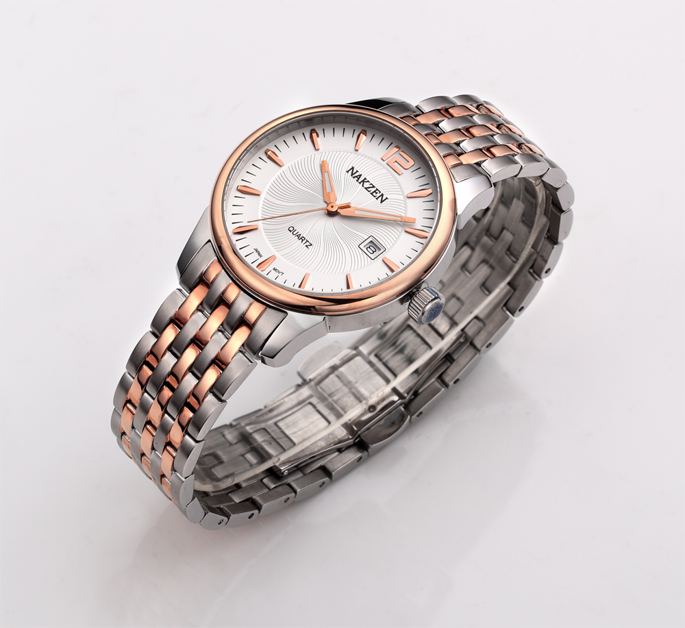 NAKZEN Top Brand Luxury Mens Watches Fashion Business calendar Quartz Watch Male Sport Rose gold Wrist watch